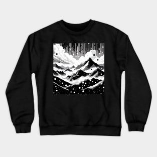 Abstract Art Monochromatic Mountains in Rain Drops Pattern Crewneck Sweatshirt